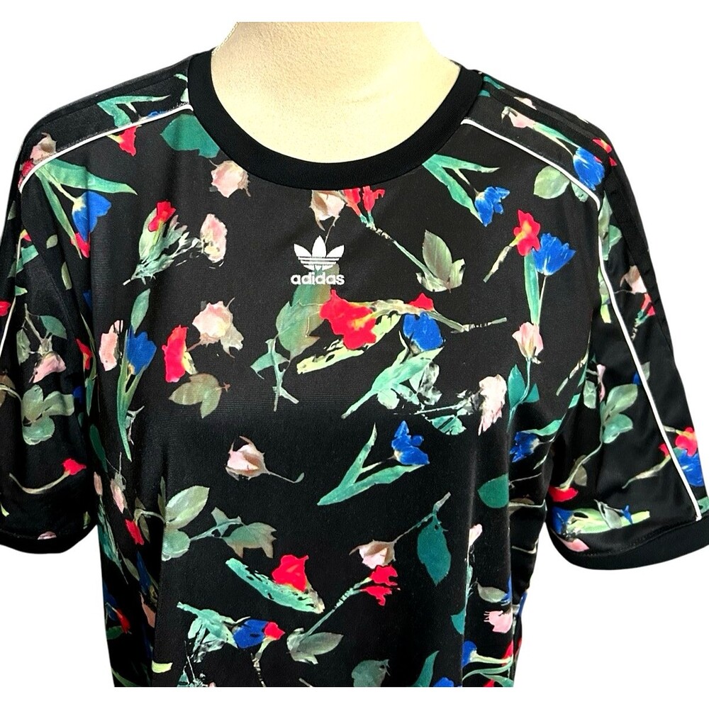 Adidas Womens Bellista Floral Tee Short Sleeves Oversized Shirt Dress  S - Picture 4 of 10